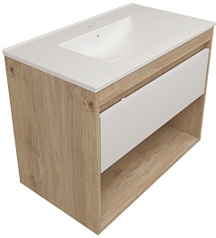 Teymi Тумба под раковину Vitra 80 подвесная без фасада дуб – фотография-1