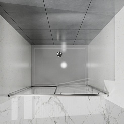 Azario Душевая перегородка Shanghai 140/195 профиль матовый графит стекло прозрачное – фотография-6