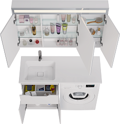 Dreja Мебель для ванной Vega 120 L под стиральную машину белая – фотография-6