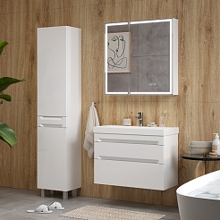 Equil Тумба с раковиной Corner 80 2 ящика подвесная белая – фотография-8