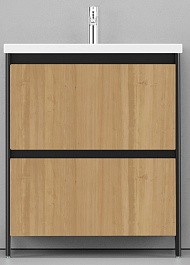 Velvex Мебель для ванной напольная Klaufs 70 черная/дерево, 2 ящика – фотография-3