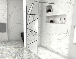 Ceruttispa Душевое ограждение Pick T90B профиль черный стекло матовое/прозрачное с рисунком – фотография-3