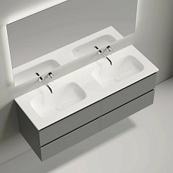 Sancos Тумба с раковиной Folk 140 ergraut soft раковина Grace 141 с двумя чашами CN7022wx – фотография-2