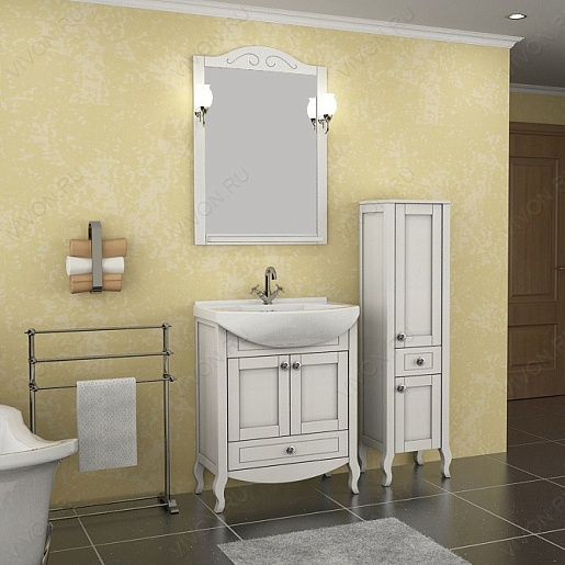 ASB-Woodline Зеркало для ванной Флоренция 65 белое/ патина серебро, массив ясеня – картинка-5