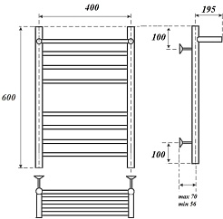 Point Полотенцесушитель электрический П7 400x600 PN10146SPE с полкой хром – фотография-4