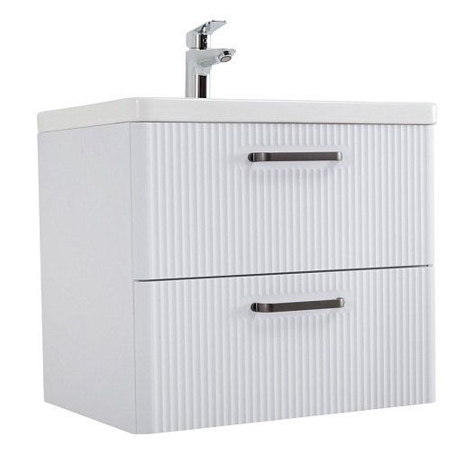 BelBagno Тумба с раковиной Due 60 подвесная Белый металлик ручки Матовый тёмный никель – фото-1