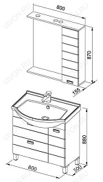 Aquanet Комплект Мебели "Сити 80" венге (173228) – фотография-3