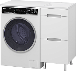 Misty Мебель для ванной Байкал 100 R под стиральную машину белая – фотография-3