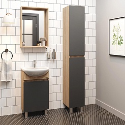 Onika Мебель для ванной Милтон 45 R серая/дуб сонома – фотография-3