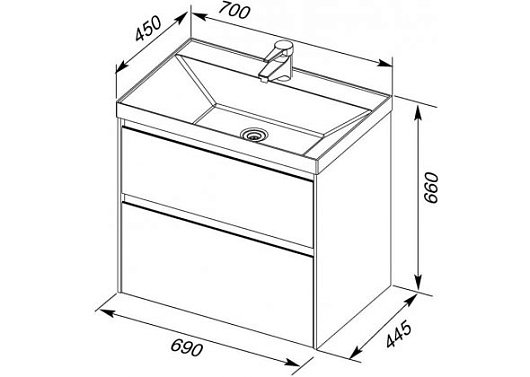 Aquanet Тумба с раковиной Гласс 70 – картинка-13