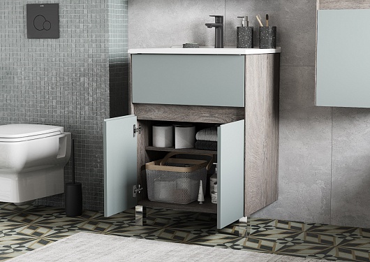 Акватон Тумба с раковиной Форест 60 дуб рошелье/сумеречный голубой – картинка-7