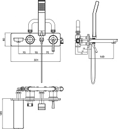 E.C.A. Смеситель для ванны Novita 104101130 встраиваемый белый/хром – фотография-2