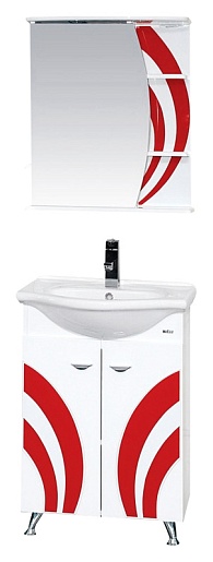 Misty Мебель для ванной Каролина 60 L прямая, красное стекло – фото-1