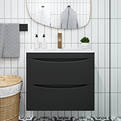 Vivon Тумба под раковину Ostin 60 подвесная черная матовая – фотография-1