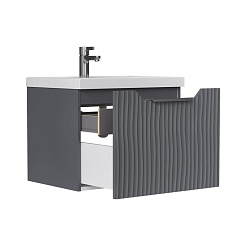 Equil Тумба с раковиной Mirage 60 1 ящик подвесная графит софт – фотография-2