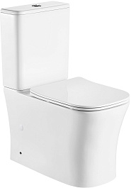 Azario Унитаз-компакт Anteo Square AZ-1218A безободковый с бачком с сиденьем микролифт белый – фотография-1