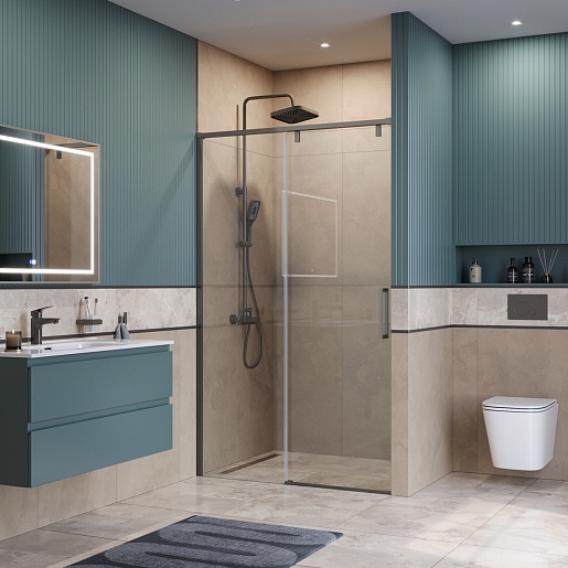 BelBagno Душевая дверь в нишу Soft Close-1 SOFT_CLOSE-1-BF-1-120-C-GM 120x200 профиль оружейная сталь стекло прозрачное – картинка-3