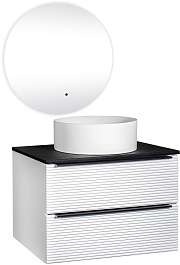 Runo Мебель для ванной Орлеан 70 Palla подвесная белая матовая/черный – фотография-1