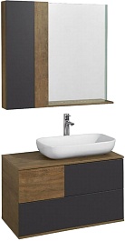 Акватон Мебель для ванной Терра 105 дуб кантри/антрацит – фотография-1