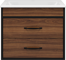 Misty Тумба с раковиной Кедр 60 Амалфи подвесная орех/черная