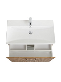 BelBagno Тумба с раковиной Due 80 подвесная Rovere Nature ручки Матовый атласный никель – фотография-11