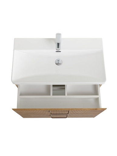 BelBagno Тумба с раковиной Due 80 подвесная Rovere Nature ручки Матовый атласный никель – картинка-11