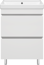 Misty Тумба c раковиной Енисей 60 2 ящика белая – фотография-1