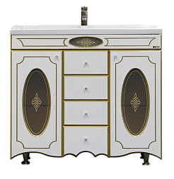 Misty Мебель для ванной Монако 90 L белая патина – фотография-3