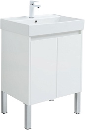 Aquanet Тумба под раковину Nova Lite 60 2 дверцы подвесная белая глянцевая – фотография-10