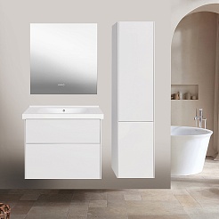 ASB-Woodline Мебель для ванной Гранада 80 подвесная белая матовая – фотография-3