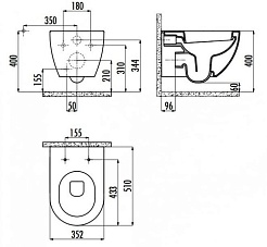 Creavit Унитаз подвесной Free FE322.00400 безободковый с биде и краном – фотография-4