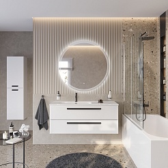 Cezares Тумба с раковиной Eco Cer-N 120 L bianco lucido CZR-8095-120-L ручки чёрные – фотография-5