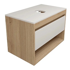 Teymi Тумба с раковиной Ritta 75 дуб эврика/белый матовый T60521 раковина T50202 – фотография-3