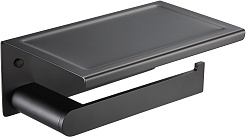 Milacio Держатель туалетной бумаги Ultra MCU.963.MB с полкой черный матовый – фотография-1