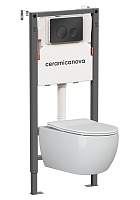 Ceramicanova Подвесной унитаз Play Rimless с системой инсталляции Balance кнопка Circle черный матовый