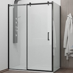 RGW Душевой уголок Tornado TO-44B (TO-14B + Z-050-2B) 170x100 профиль черный стекло прозрачное – фотография-1