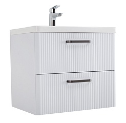 BelBagno Тумба с раковиной Due 50 подвесная Белый металлик ручки Матовый тёмный никель – фотография-1