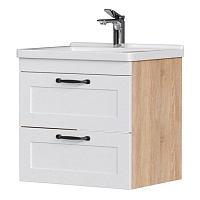 Equil Тумба с раковиной Lago 60 2 ящика подвесная белая/дерево