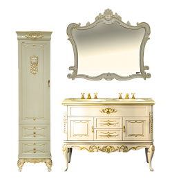 Misty Шкаф - пенал Bianco 40 R бежевый/сусальное золото – фотография-3