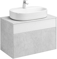 Акватон Тумба с раковиной Марбл 80 Одри Round подвесная слэйт/белая матовая