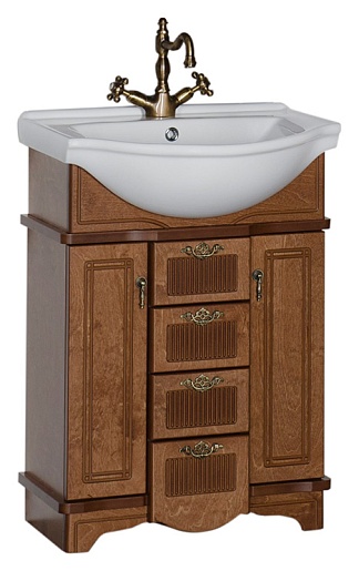 Aquanet Тумба с раковиной "Луис 60" NEW темный орех – фото-1