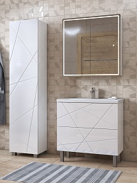 Vigo Шкаф пенал Geometry 450 белый – фотография-4