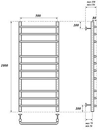 Point Полотенцесушитель электрический П10 500x1000 PN09150E хром – фотография-4