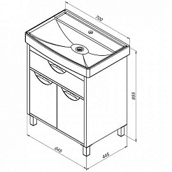 Aquanet Комплект мебели Гретта 70 new, светлый дуб – фотография-10