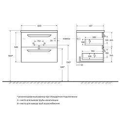 Cezares Тумба с раковиной Eco Cer-N 60 bianco lucido CZR-8095-60 ручки серые – фотография-3