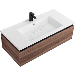 Cezares Тумба с раковиной Slider 100 с 2 ящиками орех дымчатый – фотография-8