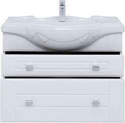 Aquanet Мебель для ванной Рондо 85 подвесная белая глянцевая – фотография-8