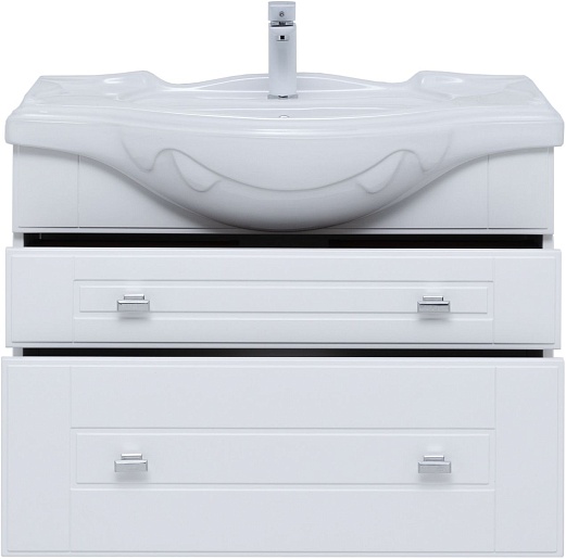 Aquanet Мебель для ванной Рондо 85 подвесная белая глянцевая – фотография-8