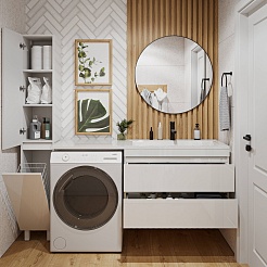 Vivon Тумба с раковиной под стиральную машину Donna 150R подвесная белый глянец – фотография-14