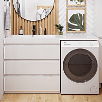 Vivon Тумба с раковиной под стиральную машину Donna 150L 3 ящика напольная белый глянец